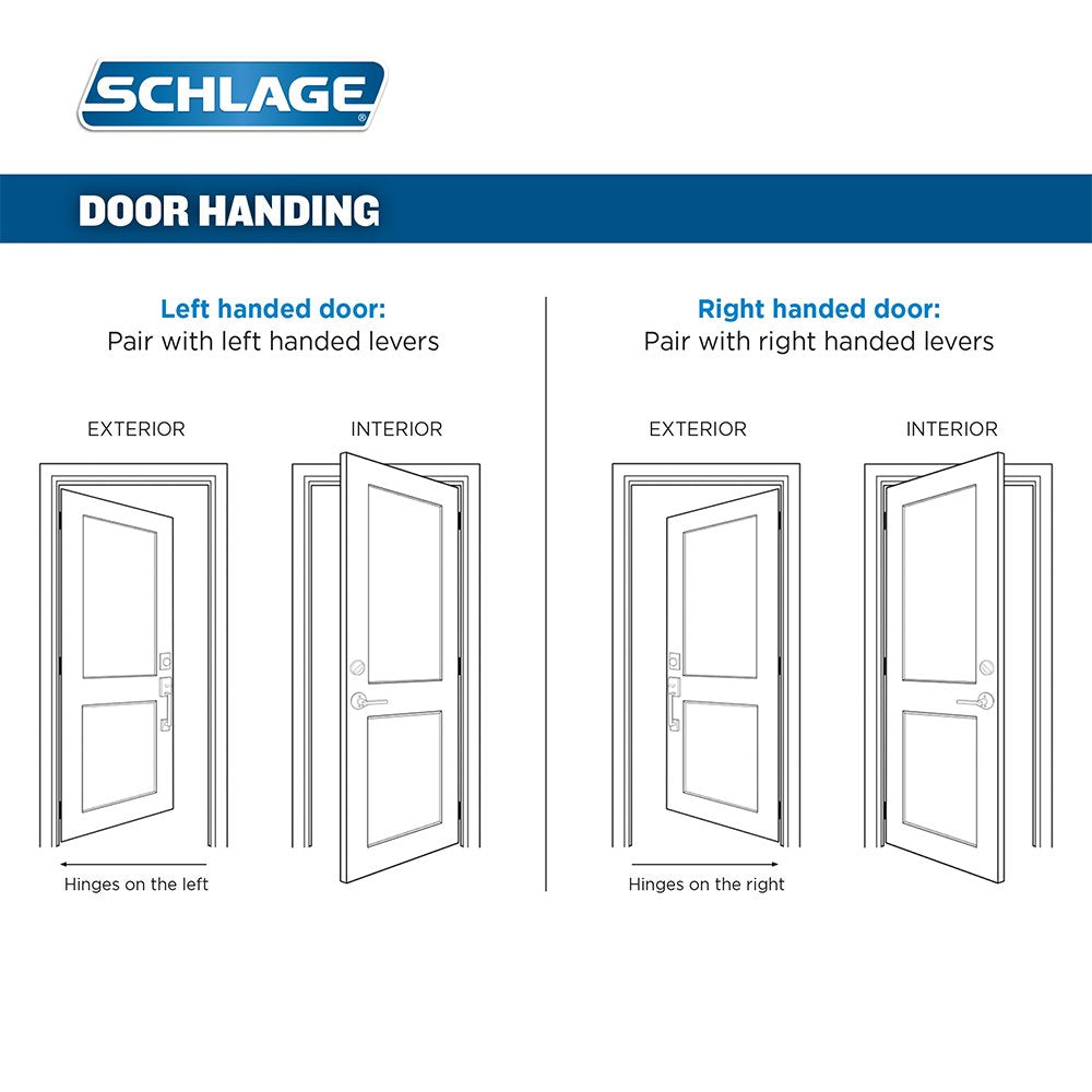 SCHLAGE Camelot Single Cylinder Handleset and Left Hand Flair Lever, Satin Nickel (F60 CAM 619 FLA LH)