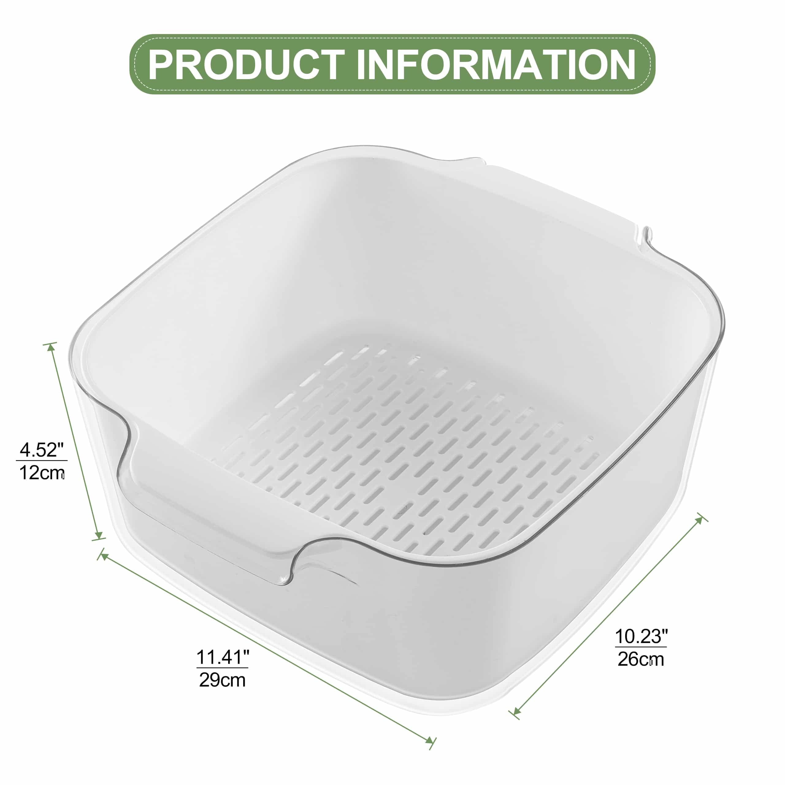HNNJCK 8.2 Quart Kitchen Colanders Bowl Set, 2 in 1 Fruit Vegetable Washing Food Strainers, Large Plastic Double Layered Strainer Basket for Pasta, Spaghetti, Berry, Salads, BPA Free