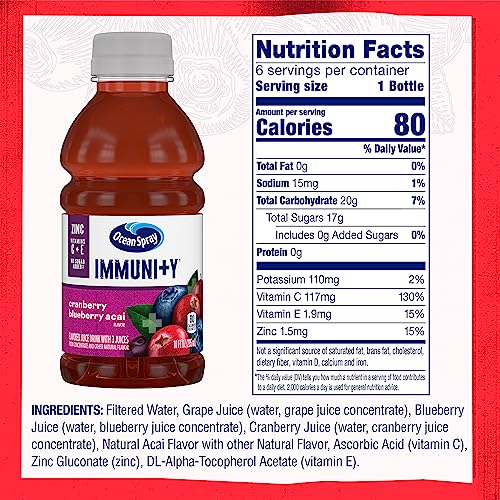 Ocean Spray Immunity Cranberry Blueberry Acai Flavored Juice Drinks, 10 Fl Oz Bottles, 6 Count (Pack of 1)
