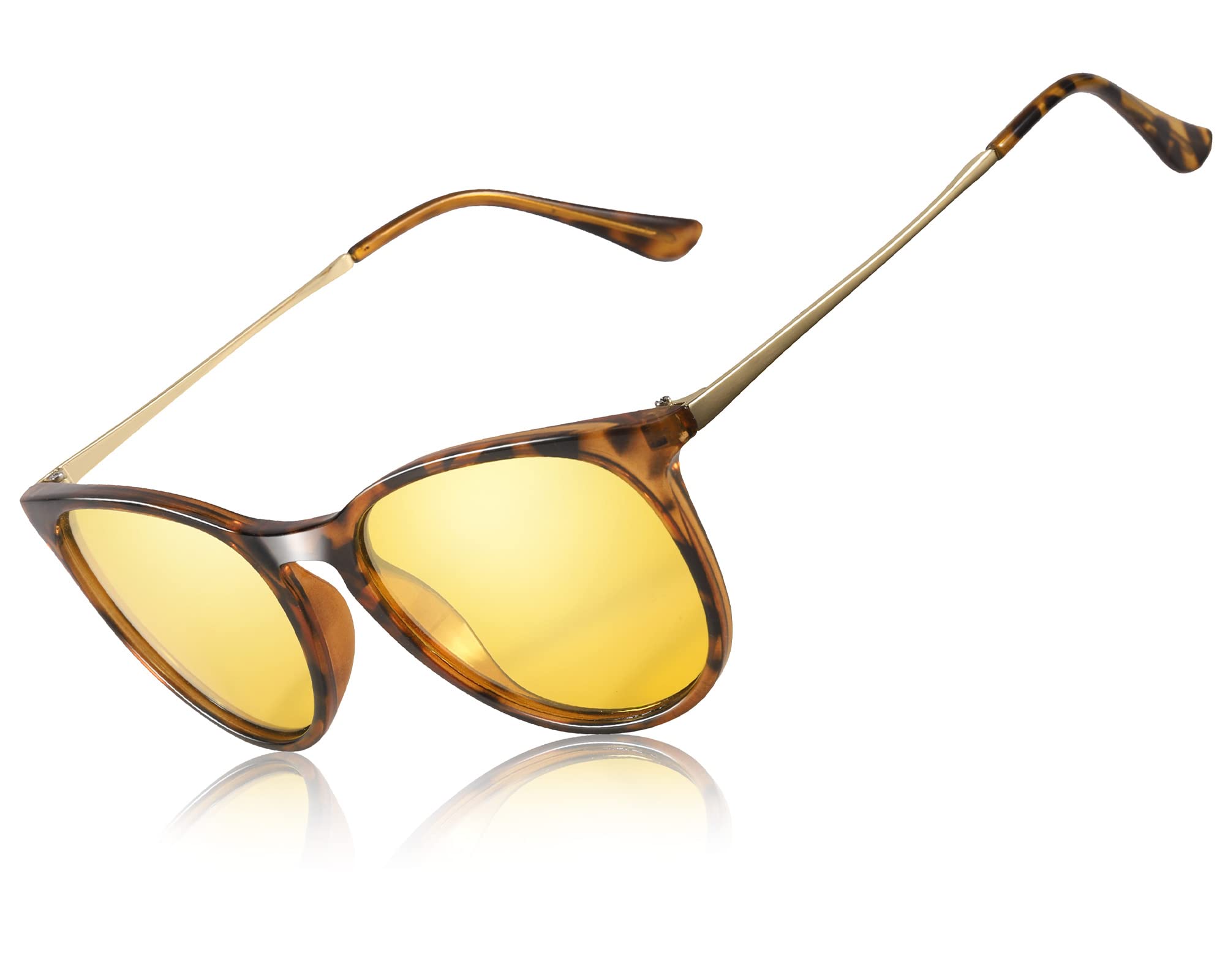 TJUTR Women's Night-Vision Glasses for Driving, Polarized Yellow Lens Reduce Glare Safety Nighttime UV Protection