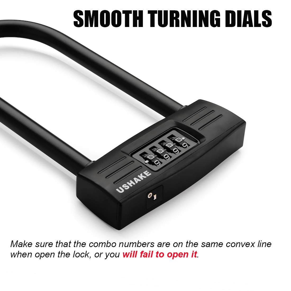 USHAKE Bike Combination U Lock, Heavy Duty Bike Combination U Lock Paddle Lock for Bicycle Electric Scooter Motorcycles Metal Fence Gate Anti Theft