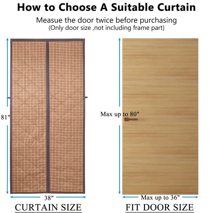 Magnetic Thermal Insulated Door Curtain for Winter,Three Layer Construction For Better Insulation,Thicken Polyester Fiberfill &Weatherproof Oxford Cloth,Temporary Door Window Insulation Cover Curtain