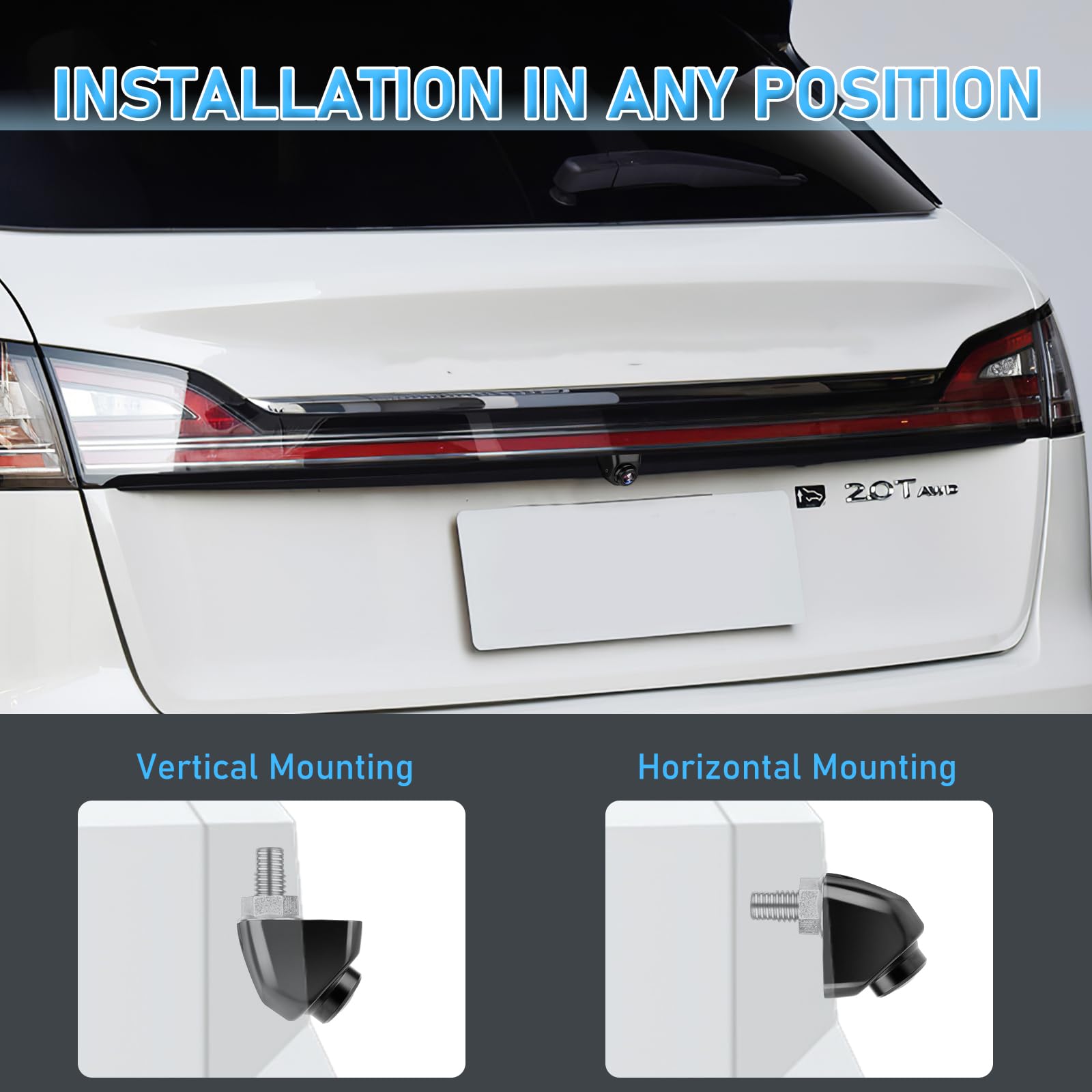 HD Backup Camera for Car Universal Front/Side/Rear Camera for 12V Car Truck Pickup SUV Rear View Reverse Camera with 360° rotation Angle Super Night Vision IP69K Waterproof