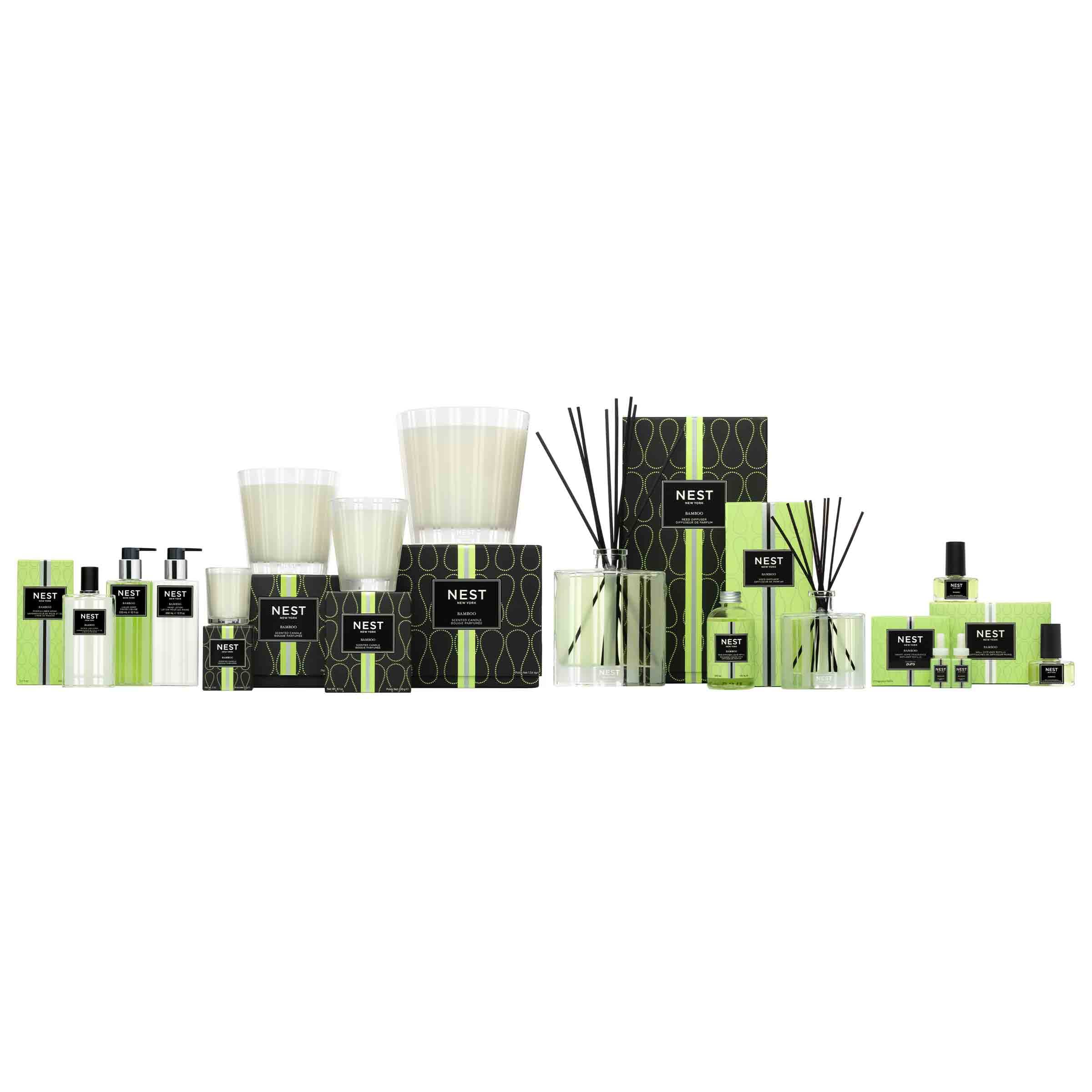 NEST New York Scented Luxury 4-Wick Candle, Bamboo - 43.7 oz - Up to 120-Hour Burn Time - Reusable Glass Vessel