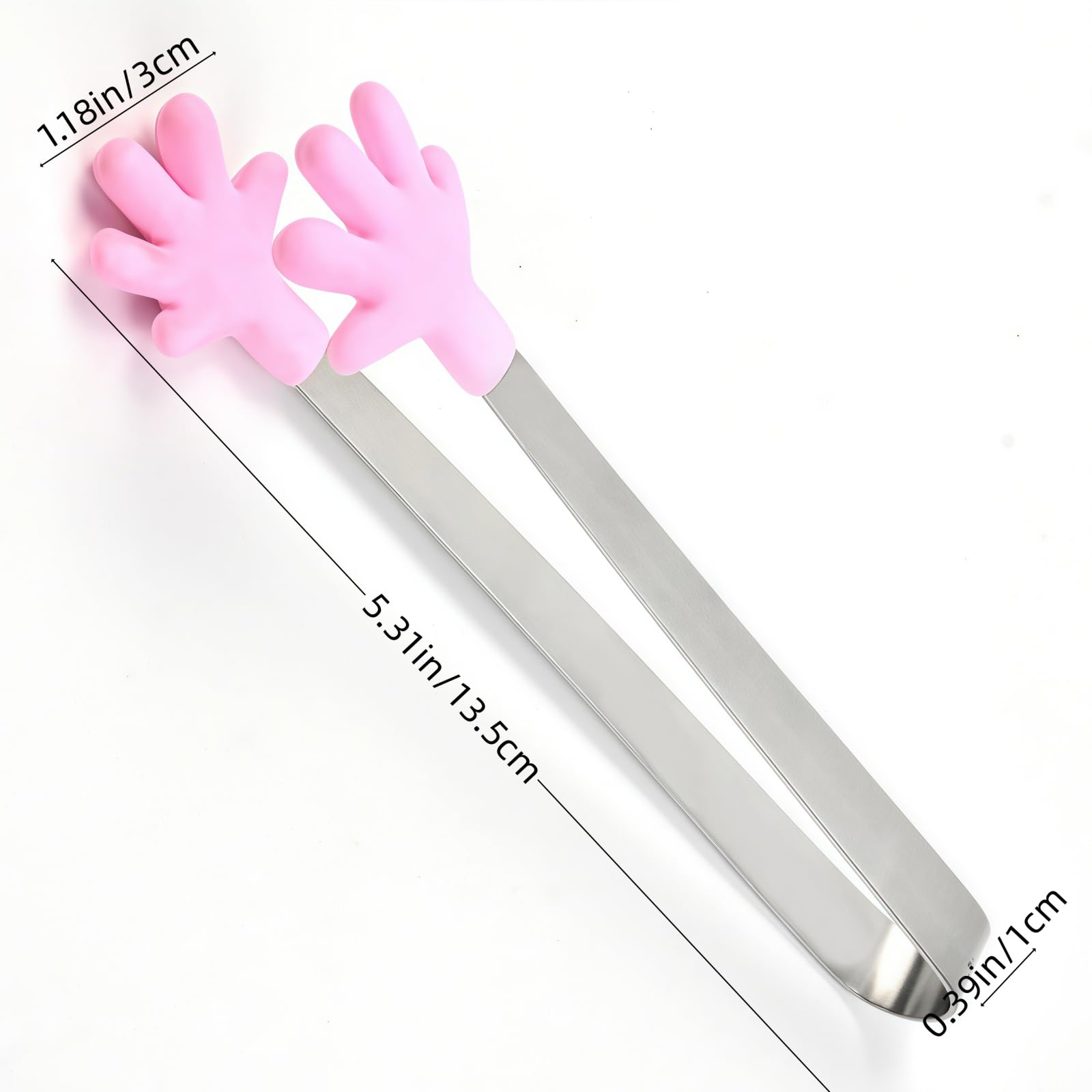 JXHAPY 8PCS Mini Food Tongs, Small Stainless Steel Tongs with Silicone Tips, for Ice Cube, fruits, Sugar, Barbecue, 5.3 inch,8 Colors (Palm shape)