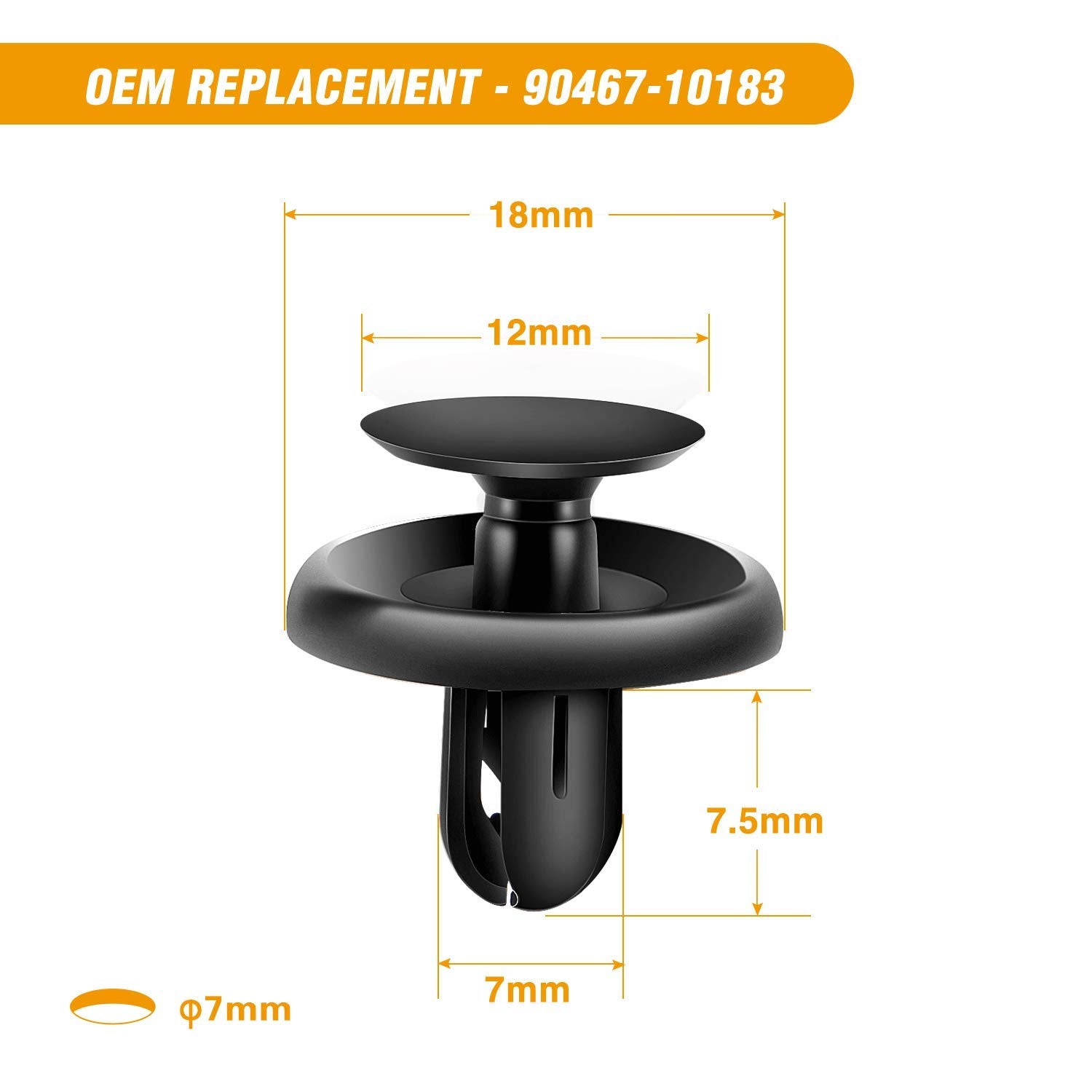GOOACC 100PCS 6.5mm 7mm 9mm Compatible with Toyota Push Type Retainer 90467-10183,Engine Under Cover Push-Type Retainer for Lexus&Toyota Clips 90467-07201,for Toyota 52161-02020 Bonus Fastener Remover