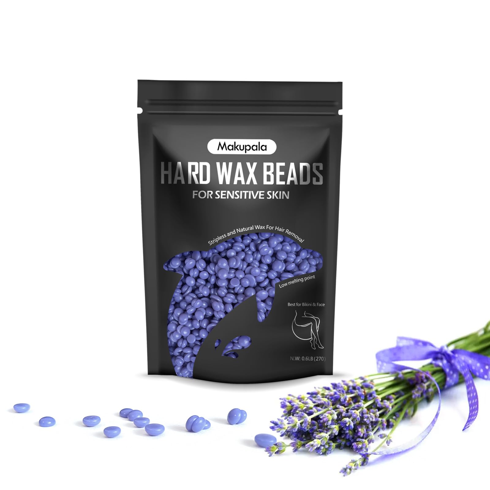 Hard Wax Beads, 16oz Scented Brazilian Waxing Bead for Sensitive Skin, Bikini, Body, Face, Coarse Hair Removal Wax Bead, Stripless Wax Bean, Women Men Beginner-Friendly Home Waxing Kit