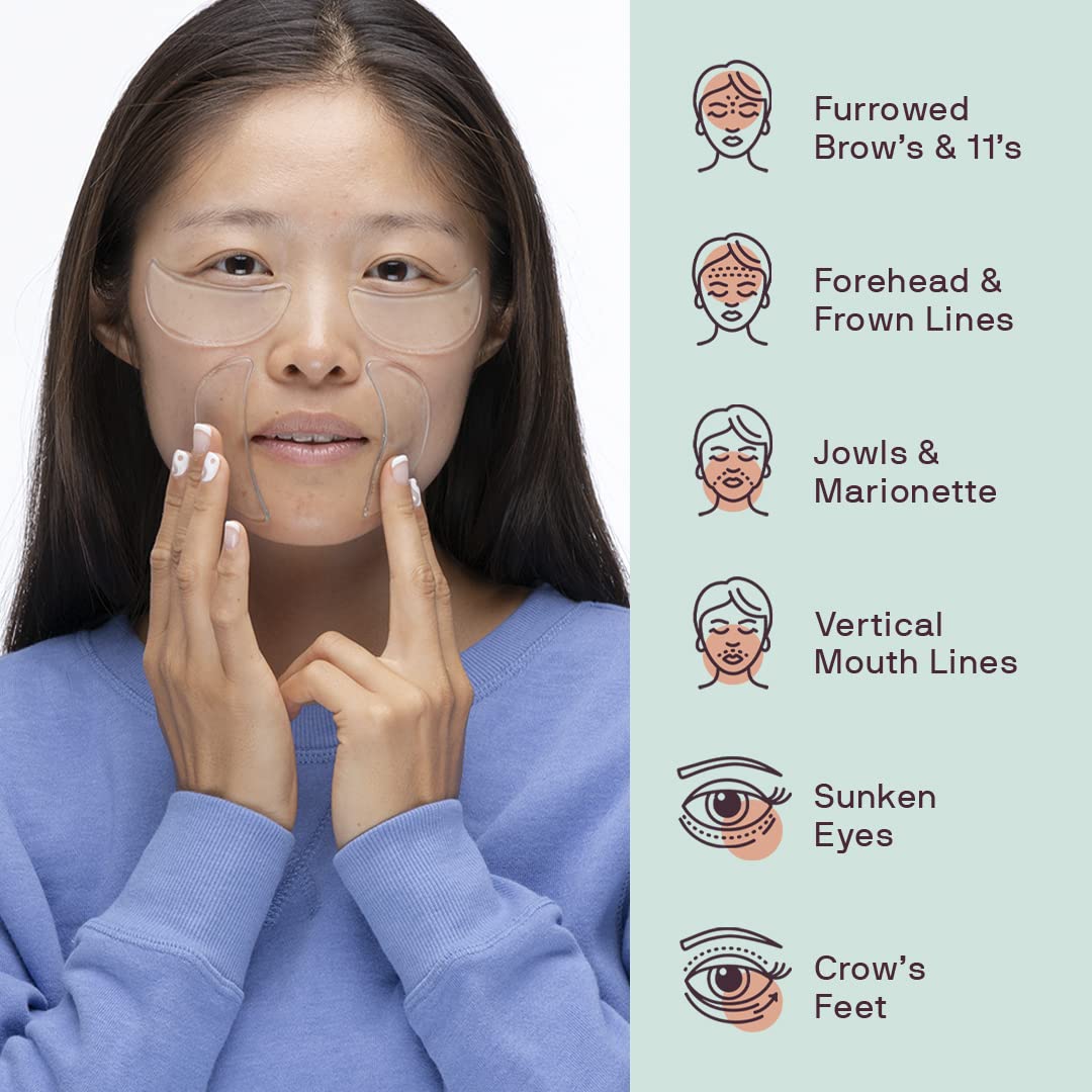 Dermaclara Silicone Face Patches for Wrinkles & Fine Lines - Anti-Wrinkle, Facial Silicone Forehead and Under Eye Patches - Pregnancy Safe Skincare - Silicone Face Patches Reusable up to 30 Times