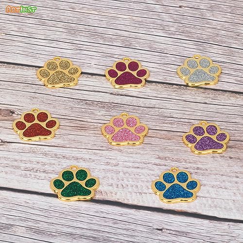 Artinst Dog Tag Personalized Custom Engraving Up to 5 Lines of Content for Your Pet's Name and Information Cute Paw Shaped Pet Id Tag (Blue)