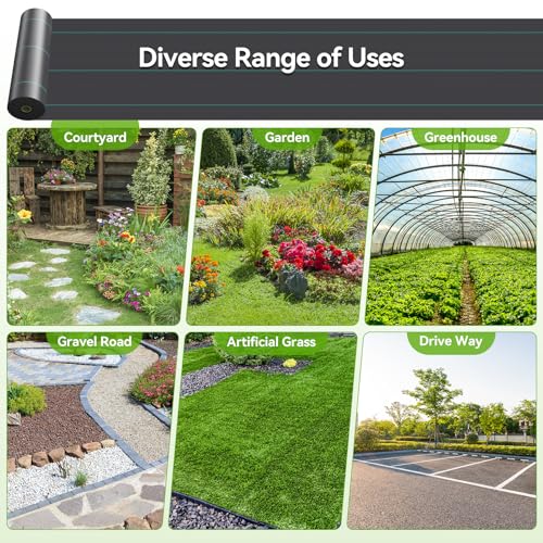 iropro 3ftx50ft Weed Barrier Landscape Fabric Heavy Duty, Woven Weed Control Cloth, Woven Geotextile Fabric for Underlayment, Gardening Ground, Commercial Driveway Weed Block Cover Mat