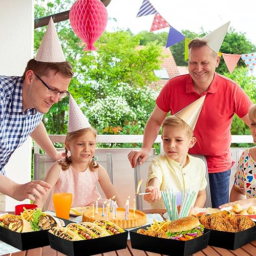 Uiifan 50 Pack Paper Food Tray 5 lb Large Food Boats Nacho Plates Disposable Serving Snack Trays Grease Resistant for Graduation Party Birthday Supplies(Sky Blue)