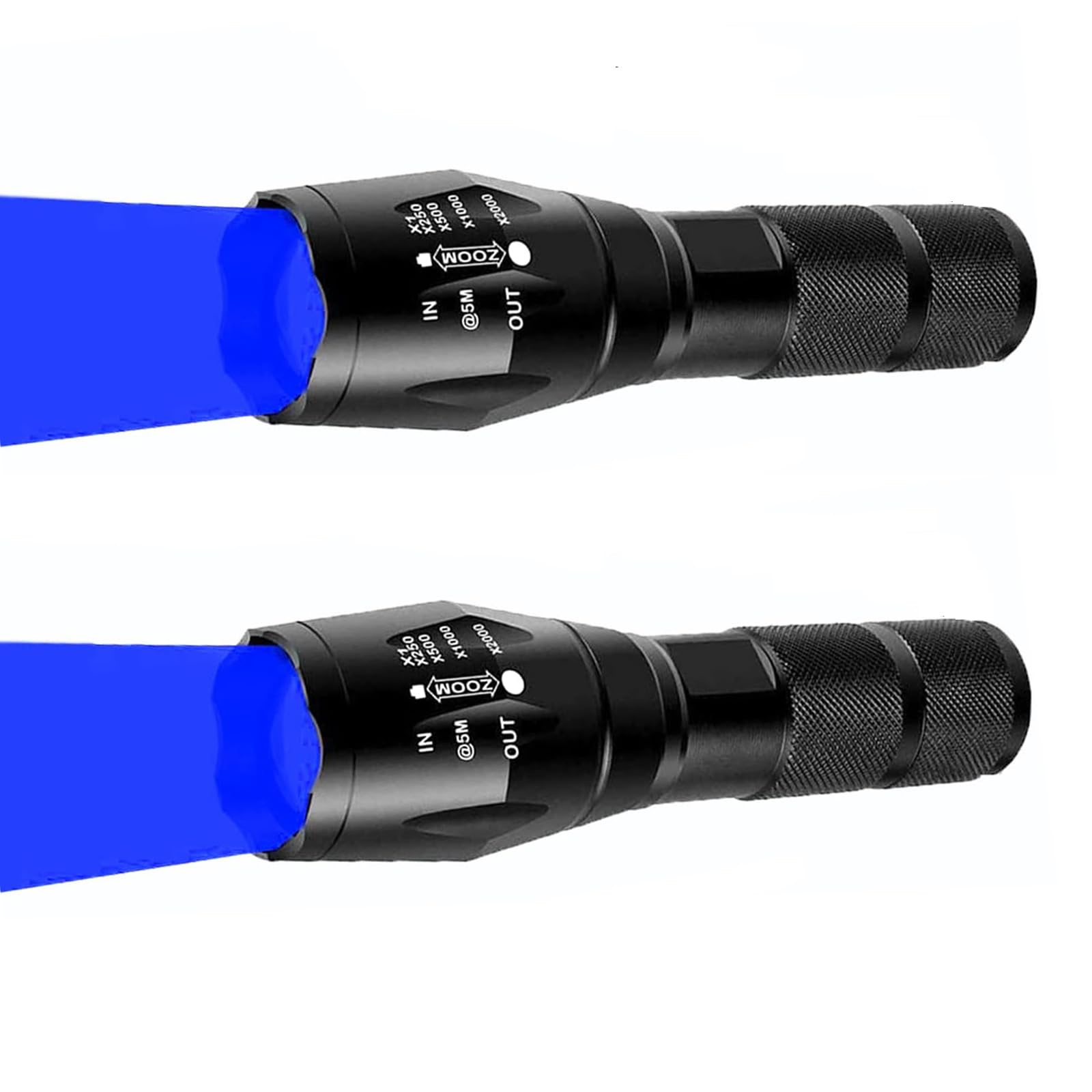 AuKvi 2 Pcs Powerful Blue Light Flashlight Single Mode Long Range LED Blue Flashlight for Night Fishing Hunting