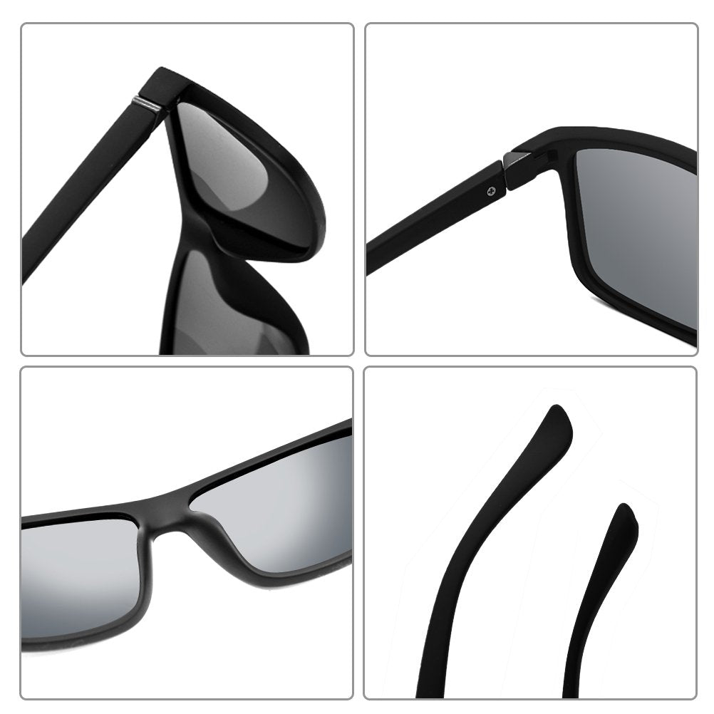 Polarized Sunglasses for Men Driving Mens Sunglasses Rectangular Vintage Sun Glasses for Men/Women Matte Black