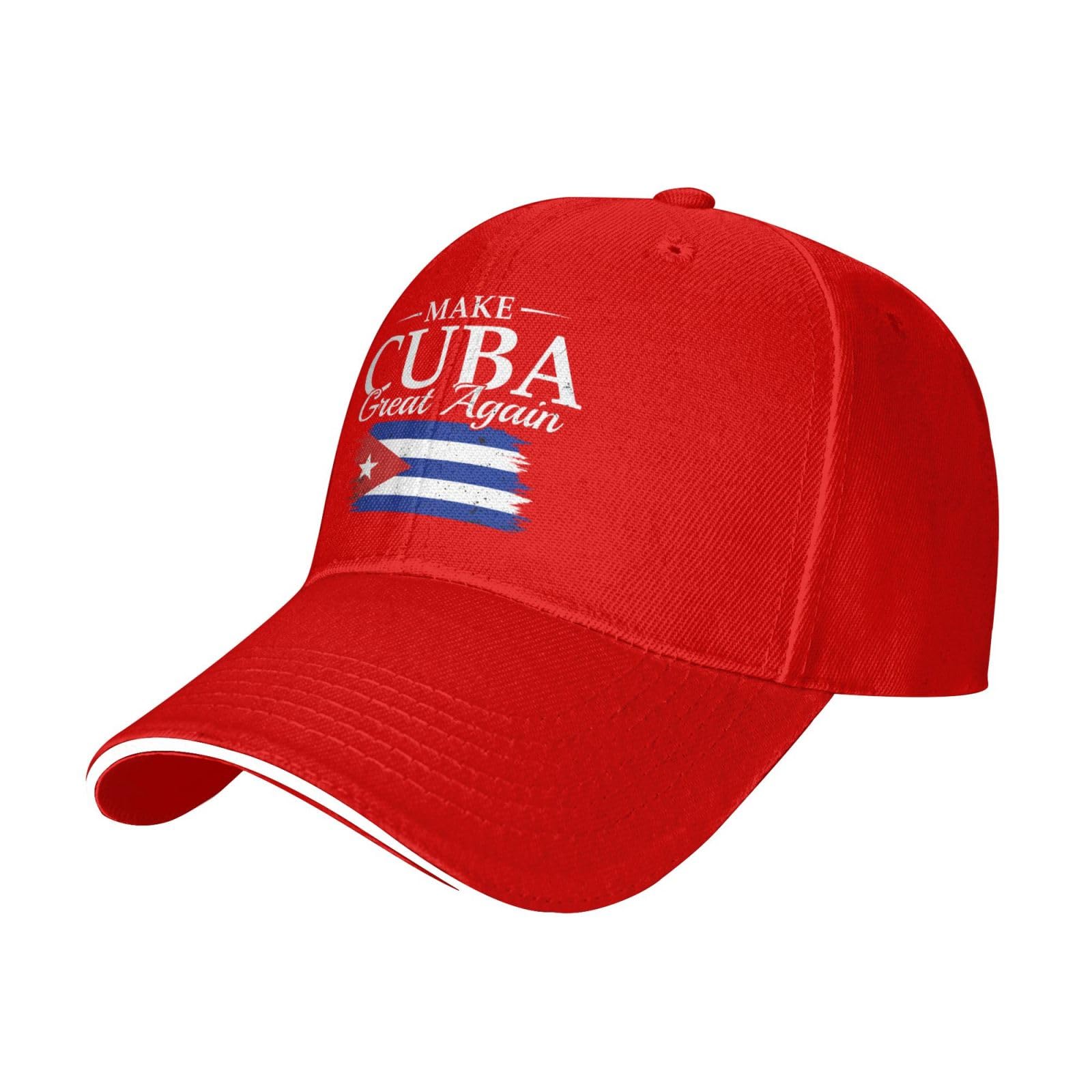 nopicsn Make Cuba Great Again Cap Adjustable Baseball Cap Sport Fashion Comfortable for Men Women Red