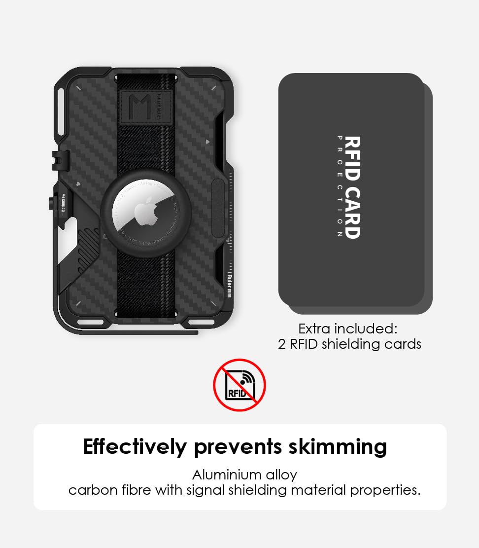 Aulumu G03 Carbon Fiber Magnetic Wallet Card Holder | Magnetic Wallet Compatible with MagSafe | Multi Function - Mobile Phone Stand/Grip | Bottle Opener | RFID Shielding Card