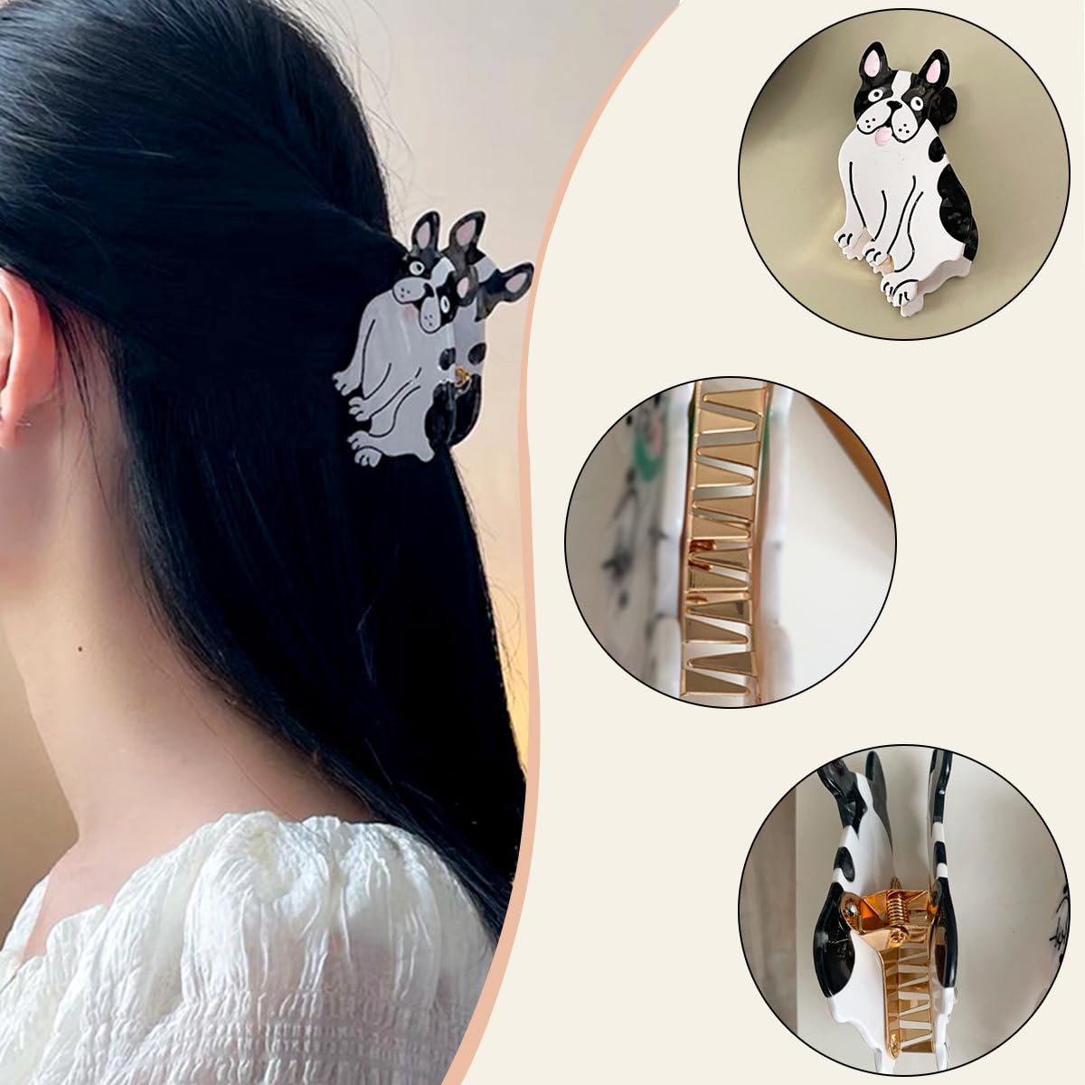 2 PCS Dog Hair Claw Clips Cute Small Hairpins for Women Girls Cute Acetate Pet Dogs Hair Claw Clip for Thin Medium Hair Creative Dog Hair Clip Dog Styling Hair Accessories