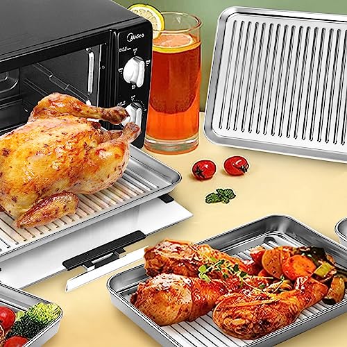 Zacfton Mini Cookie Sheets for Baking, Baking Sheet Stainless Steel Set of 2, Nonstick Baking Pans - 9.3 x 7 x 1 Inches, Dishwasher Safe & Twist Resistant