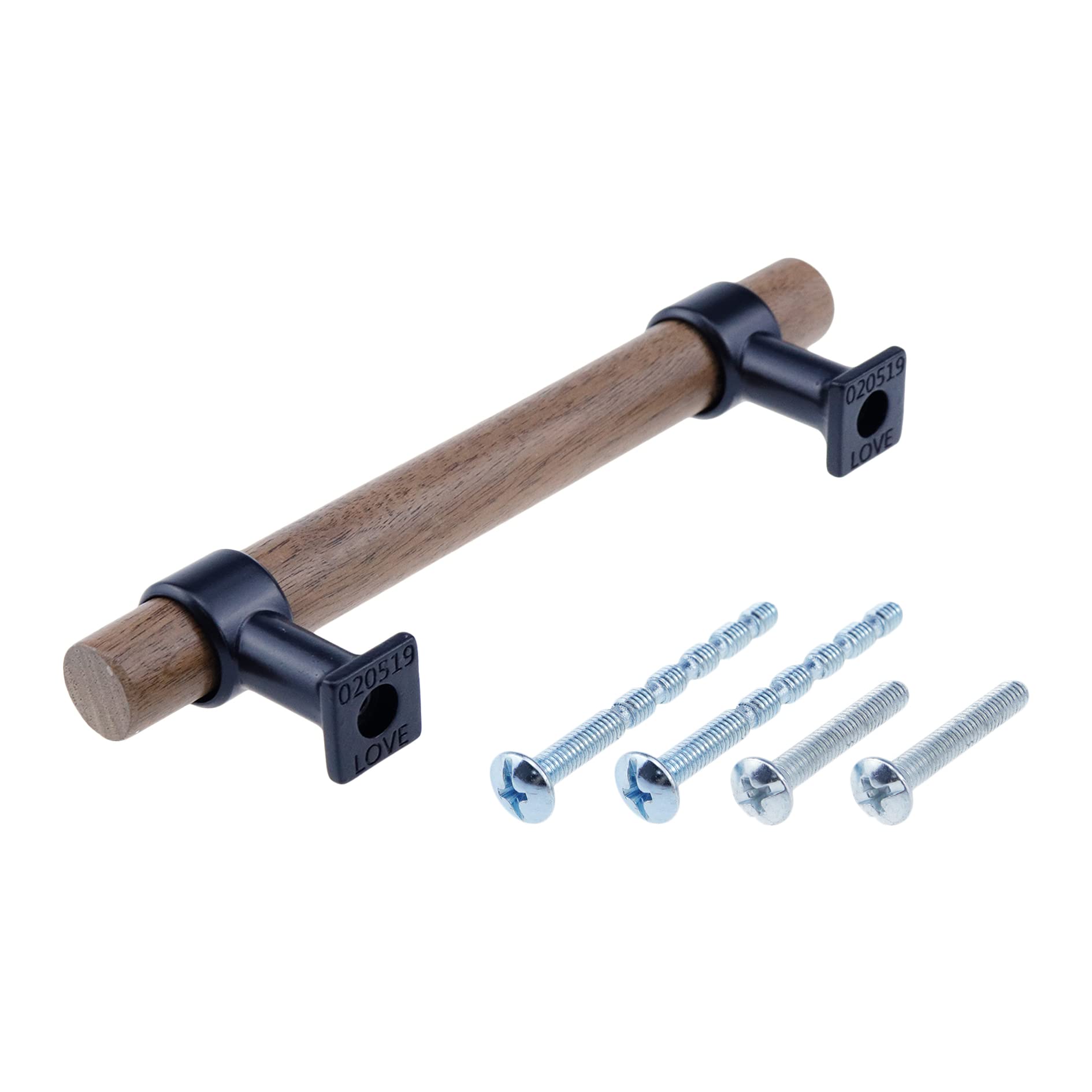Semetall 4Pcs Walnut Kitchen Wardrobe Cabinet Hardware,Modern Wood Drawer Pulls,Dark Walnut,5.4"/137mm