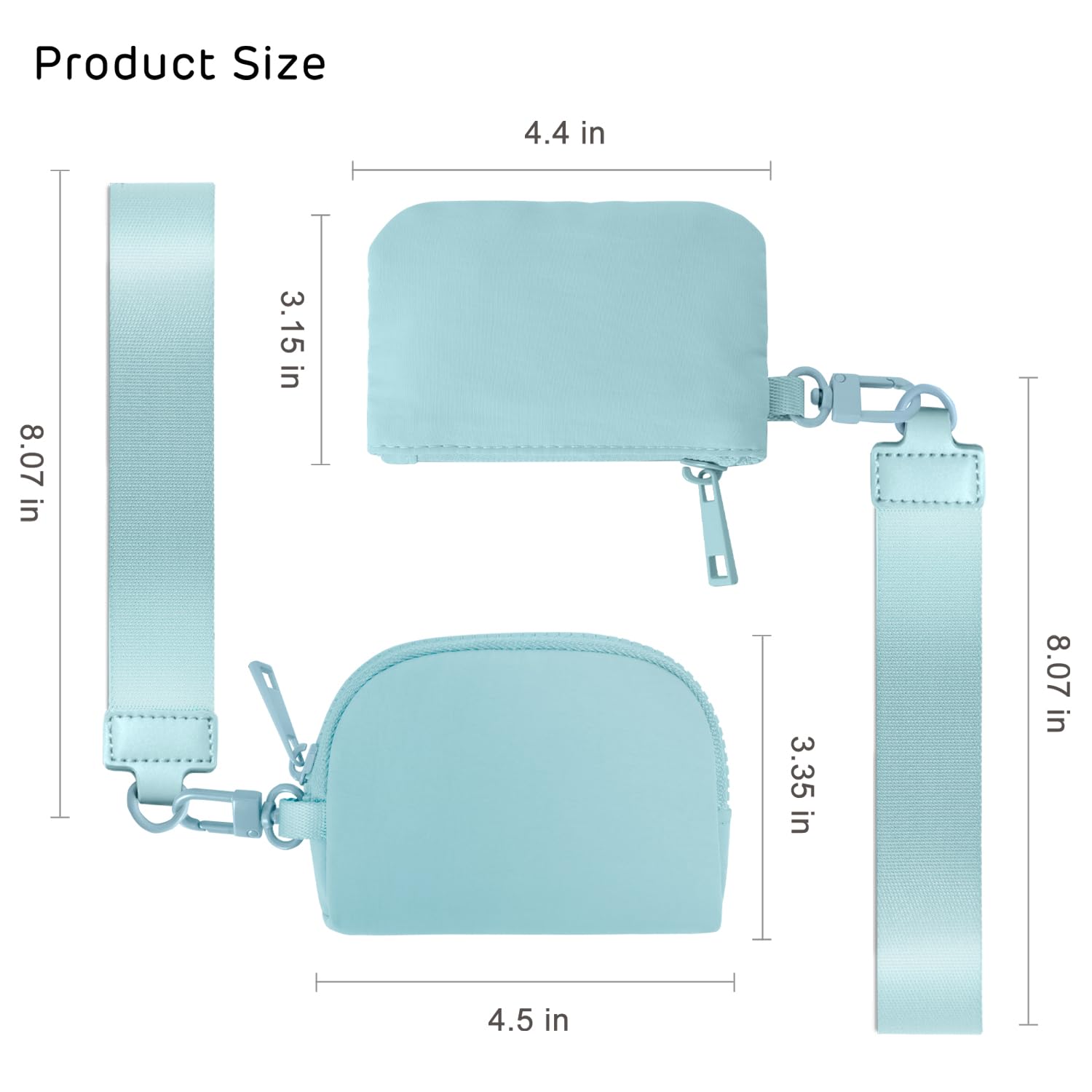 Viverte Mini Zip Around Wristlet Wallets for Women Small Portable Dual Pouch Keychain Wristlet Wallet Preppy Things Cute Stuff Gifts for Teen Girls (Icing Blue)