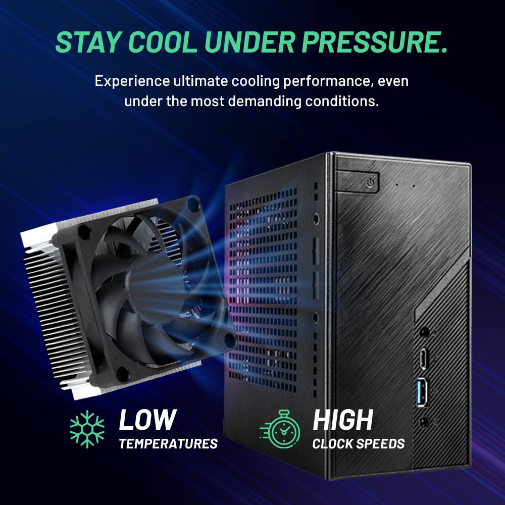 Skytech Gaming Mini PC X1 Gaming PC Desktop – AMD Ryzen 5 5600G 3.9 GHz, Radeon Graphics, 500GB NVME SSD, 16GB DDR4 SODIMM RAM, 120W AC Adapter/Wi-Fi, Windows 10 Home 64-bit,Black