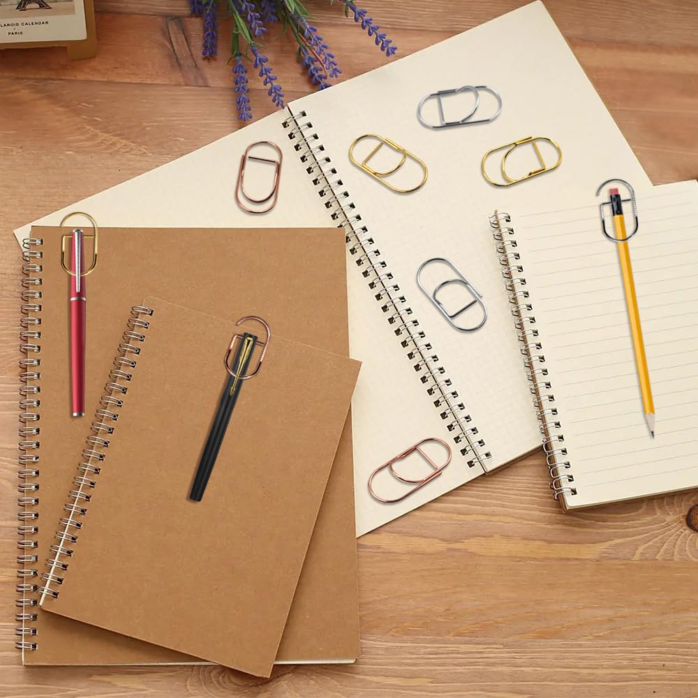 24 Pack Stainless Steel Pen Clip Holder,Sonku Metal Bookmarks for Notebooks, Journals, Calendars, Planner(Rose Gold,Gold,Sliver)