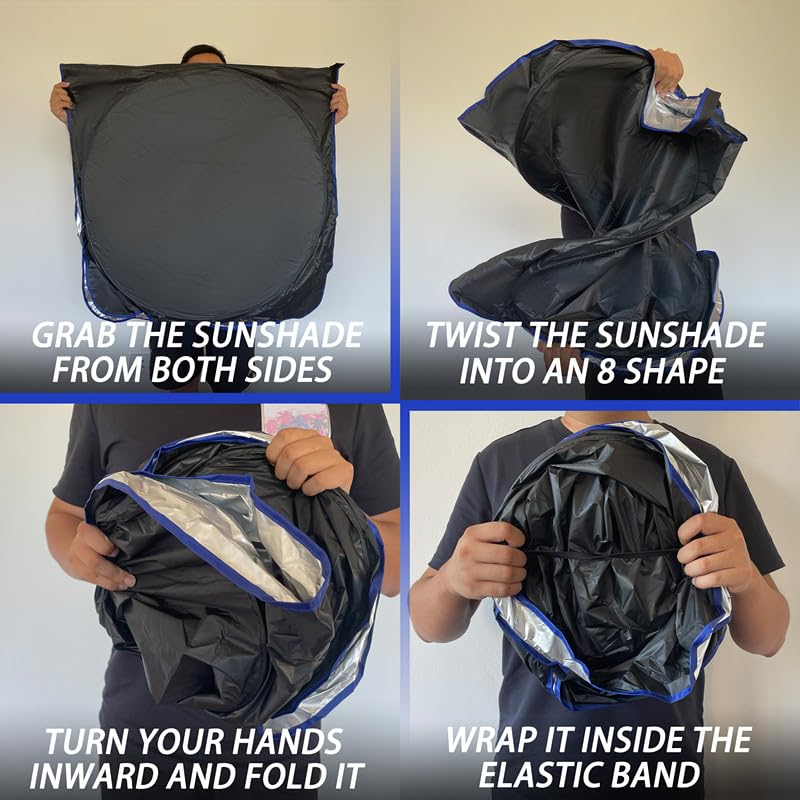 MORNYRAY Car Windshield Sun Shade,Reflector Sunshade Offers Ultimate Protection for Car Interior,Cool Reflective Sun Blocker,Foldable Car Interior Accessories (Black, for Tesla Model 3/Y)