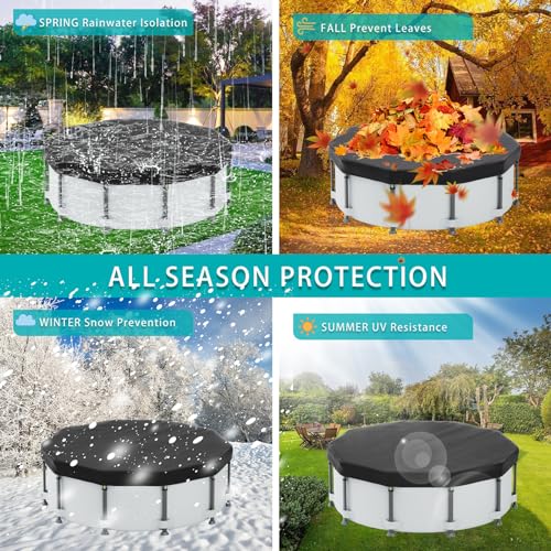 10FT Pool Covers for Above Ground Pools, Safana Round Pool Winter Cover, Tear Resistant Fabric Swimming Pool Covers, Superior Strength & Durability, Prevent Leaves, UV Resistance, Prevent from Debris