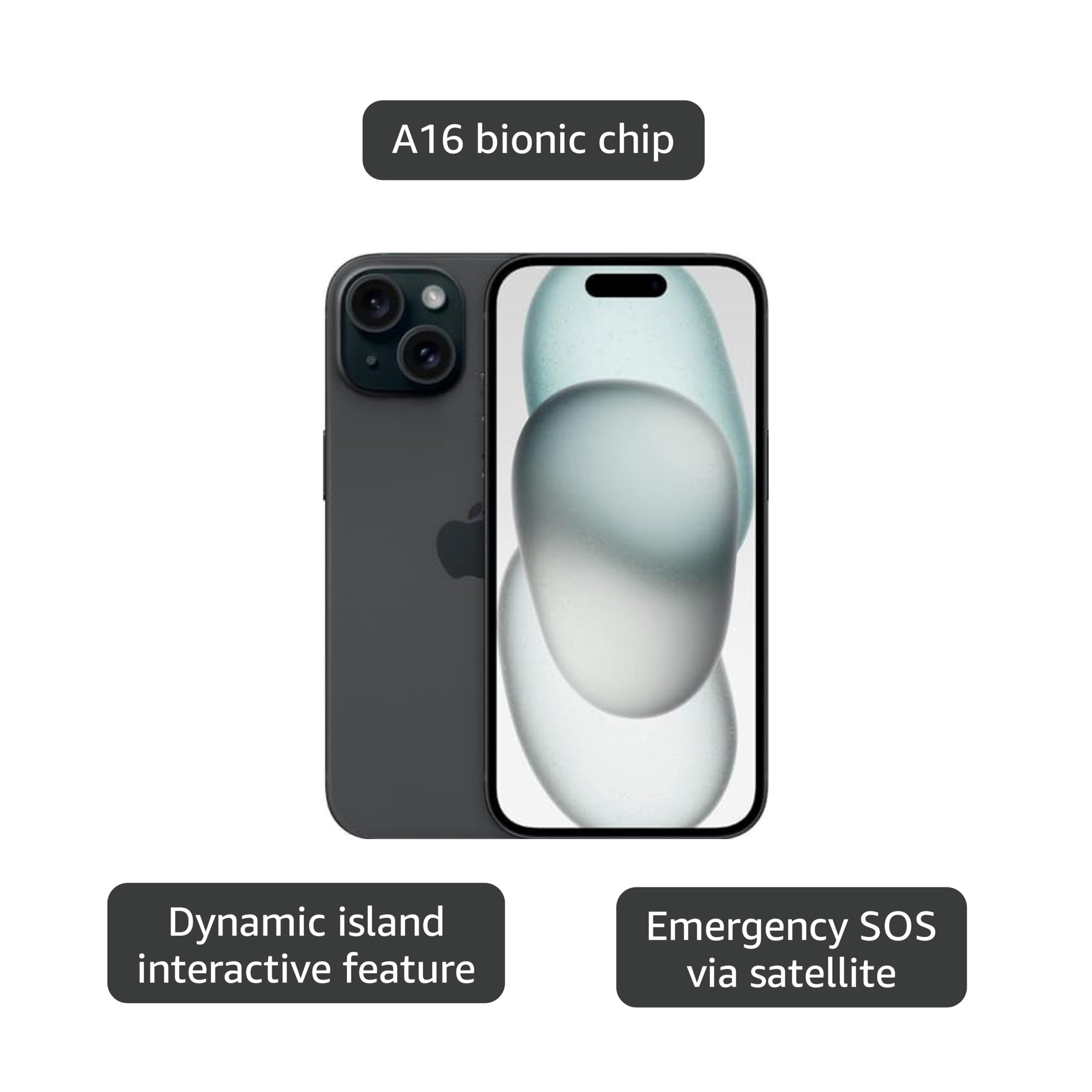 Apple iPhone 15, 128GB, Black - AT&T (Renewed)