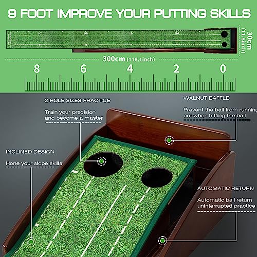 Eleko Meyar Golf Putting Mat, Portable Indoor Putting Green, includes Putting practice ball, Wrinkle-Free Mat, Solid Wood Construction – suitable for office, living room,outdoor, Golf Gifts