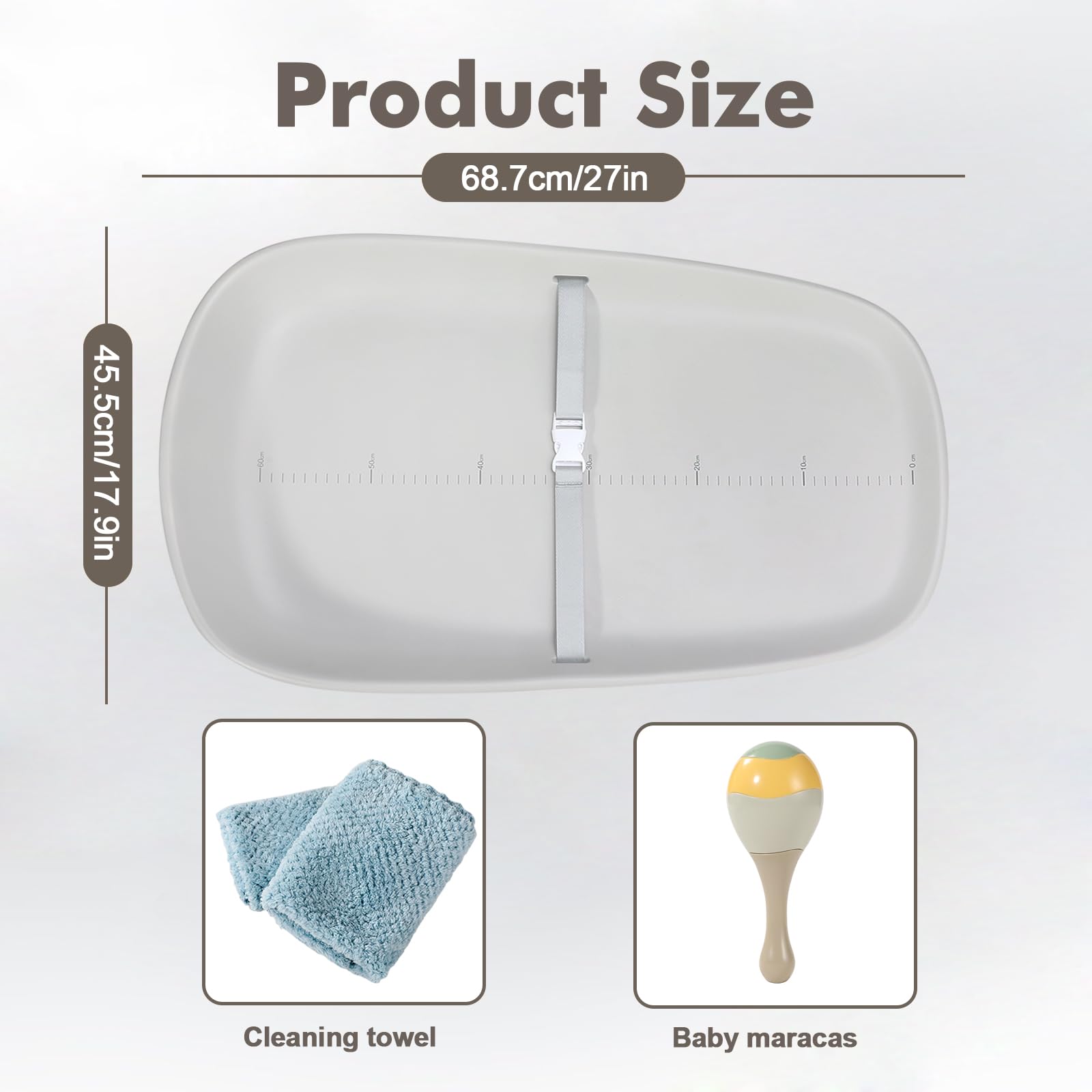 Babylush Baby Changing Pad,Non-Slip Changing Pad with Height Measurement,Waterproof & Lightweight Changing Pad,Protable Changing Pad Fits Changing Table & Dresser,Eva Material & Easy to Clean.(Grey)