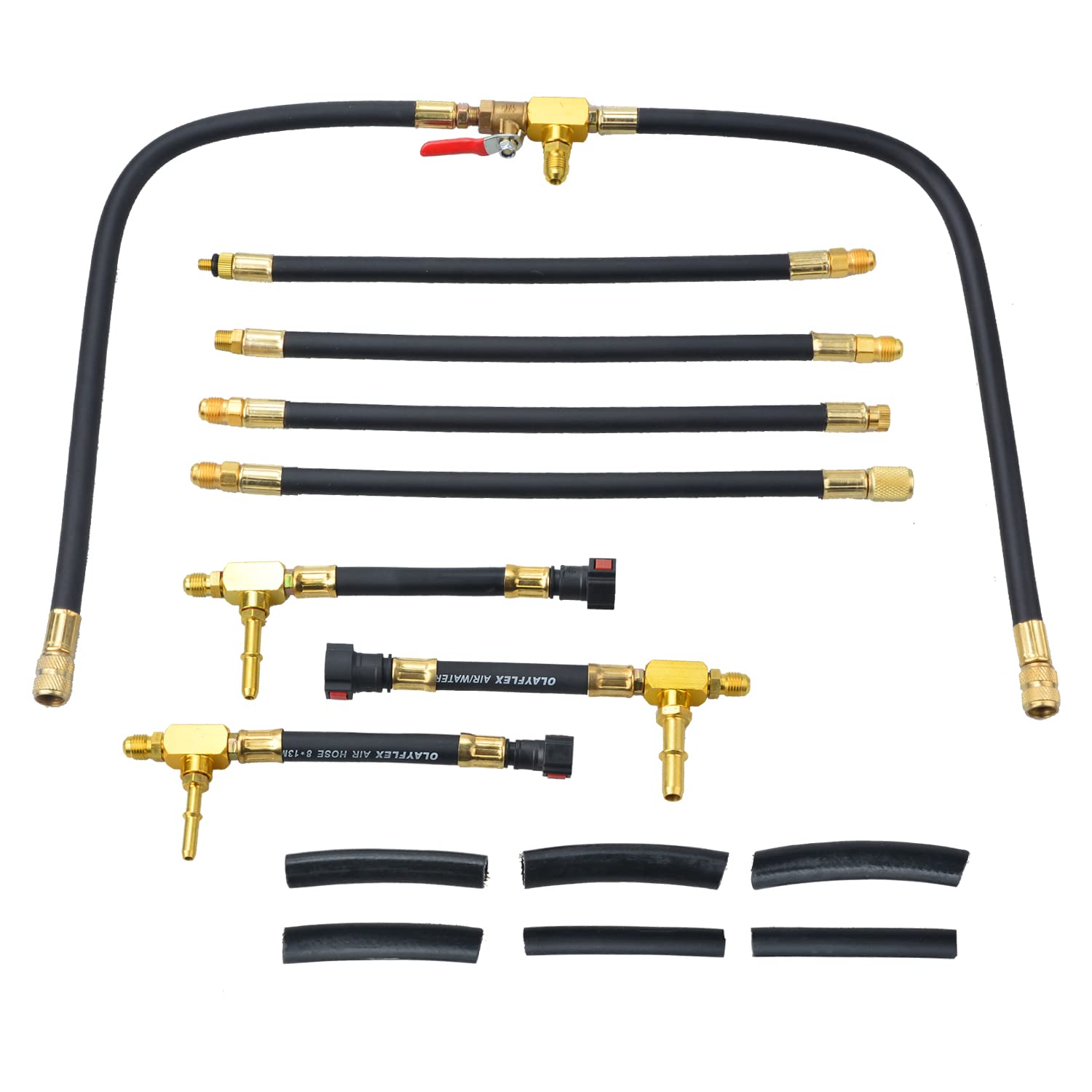 LainKeen Quick Connection Fuel Injection Injector Pressure Tester Gauge Tools Kit 0-140 PSI with 9.49,7.89,6.30 Fuel Line Fittings Suitable for More Engine
