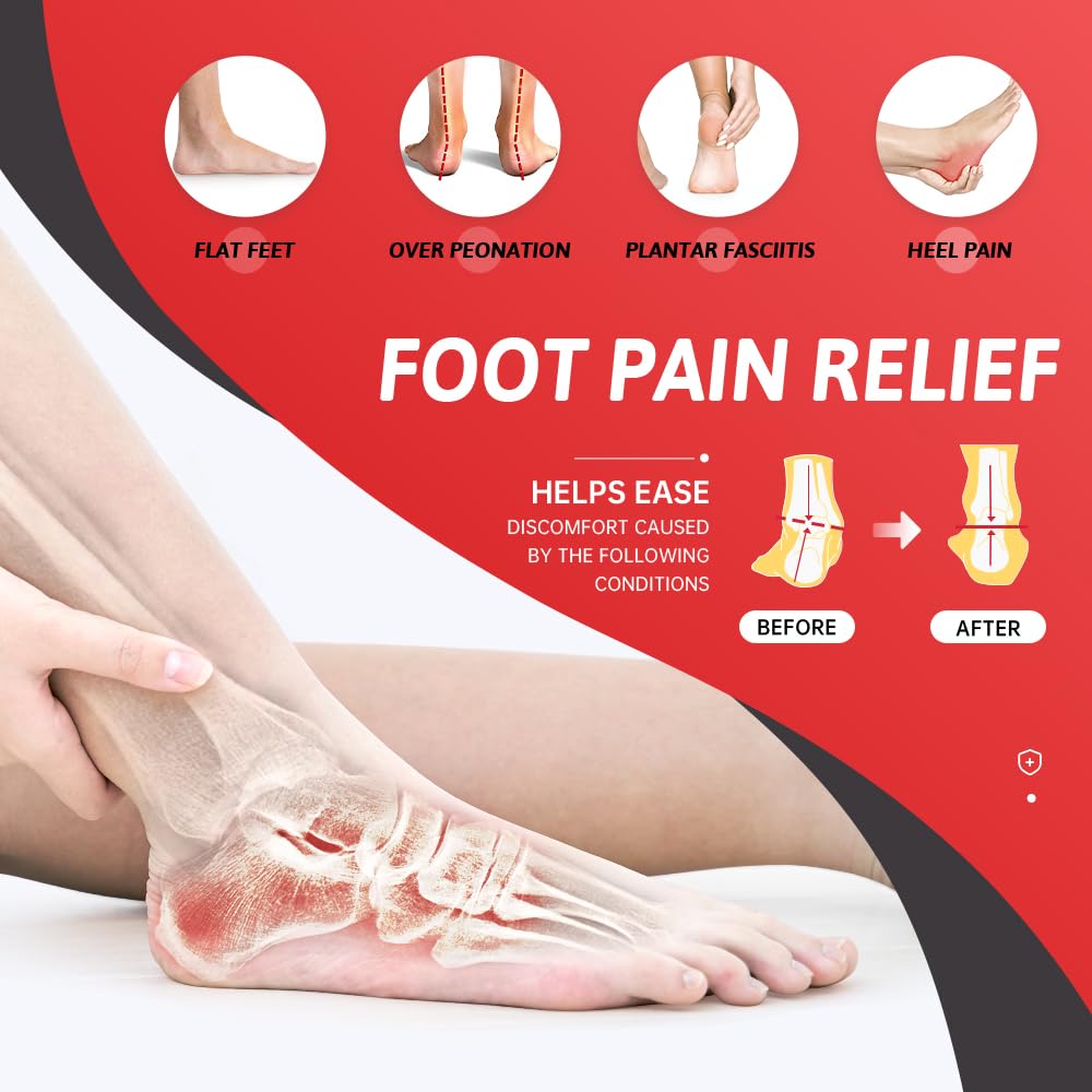 TOPSOLE Plantar Fasciitis Insoles for Men Women, 220+ Lbs Heavy Duty High Arch Support Shoe Inserts, Memory Foam Shock Absorbing Cushion for Work Boot, Flat Feet Orthotic Inserts for Foot Pain Relief