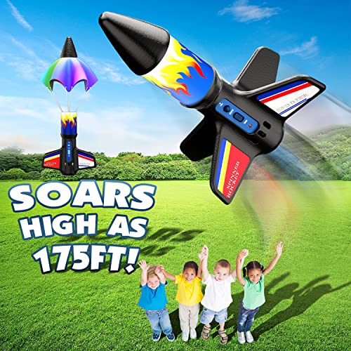 lakebyin Rocket Launcher for Kids - Electric Flying Model Rocket with Parachute Recovery - Eco-Friendly Rocket Toy with Unlimited Re-Launch - Great Birthday Gift