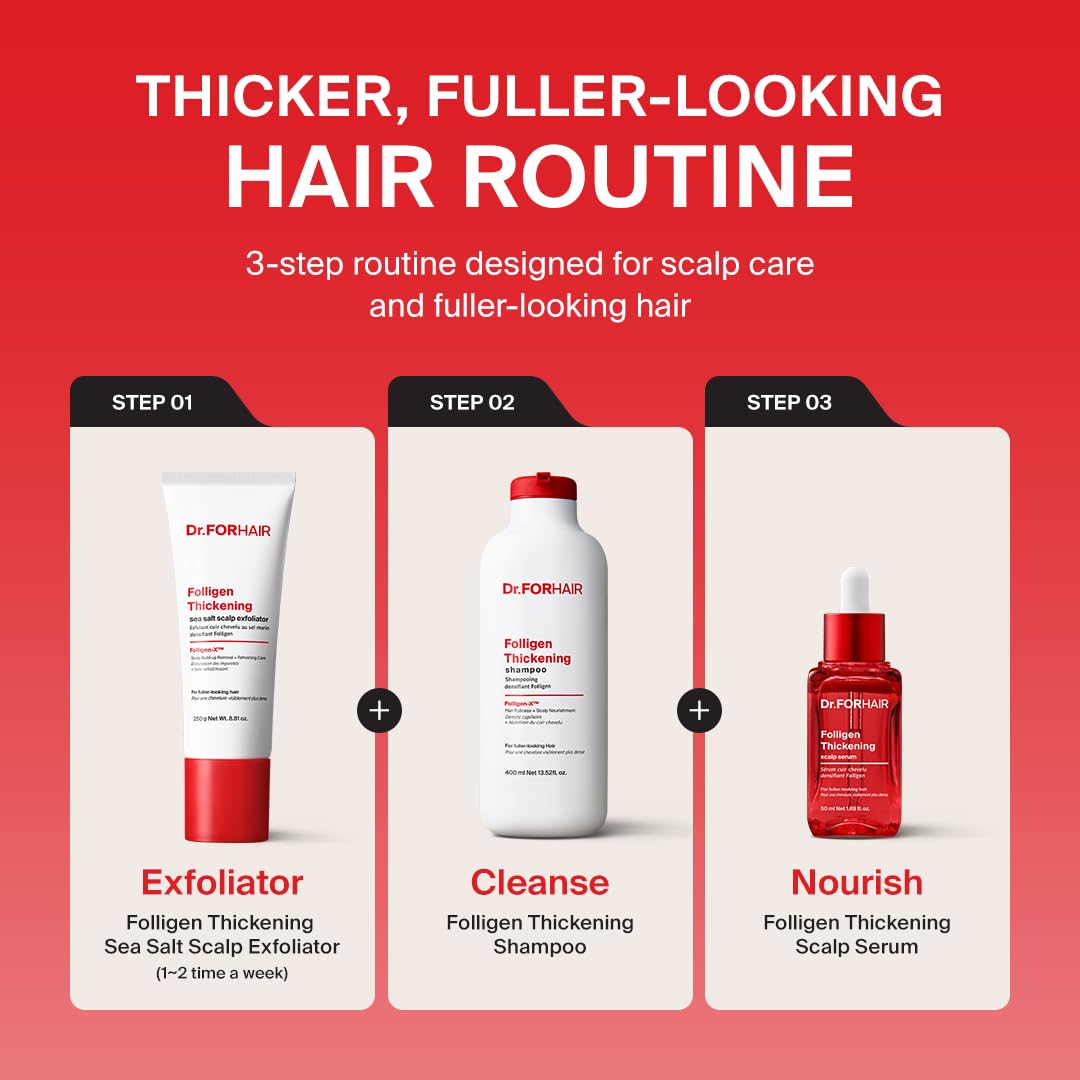 Dr.FORHAIR Folligen Thickening Shampoo 16.9 oz | Biotin, Salicylic Acid & Rosemary | Anti-Breakage | Helps Reduce Hair Loss Due to Breakage | Volumizing for Fuller-Looking Hair