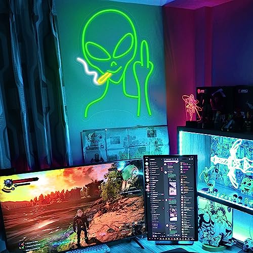 HAJAE Alien Cowboy Neon Sign, Dimmable Led Neon Signs for Wall Decor Bedroom Man Cave Game Room Home Bar Party Decor, Led Alien Neon Light for Birthday Christmas Gift (Alien Cowboy)