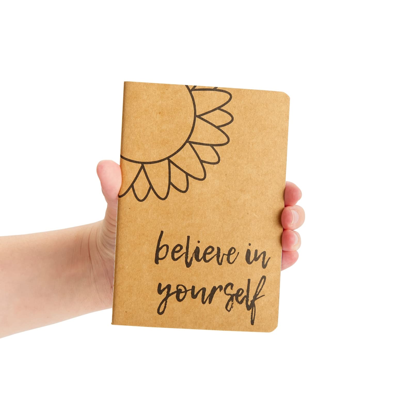 Paper Junkie 24 Pack Journals for Kids - Let's Be Happy Journals Bulk - Kraft Paper Notebooks School Supplies (80 Lined Page, 4 x 5.75 In)