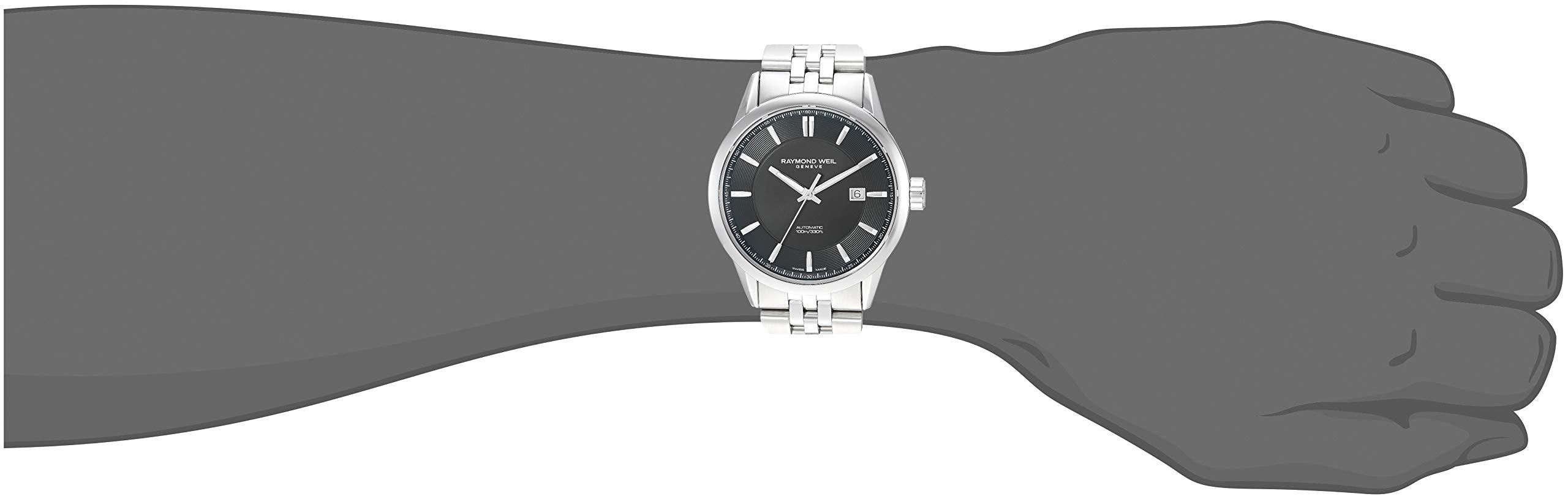 RAYMOND WEIL Freelancer Men's Automatic Watch, Black Dial, Stainless Steel, 42 mm, (2731-ST-20001)