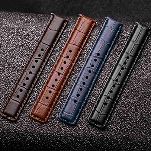ANNEFIT Quick Release Leather Watch Bands 22mm, Alligator Grain Calfskin Replacement Strap, Stainless Steel Gold Buckle (Dark Brown)