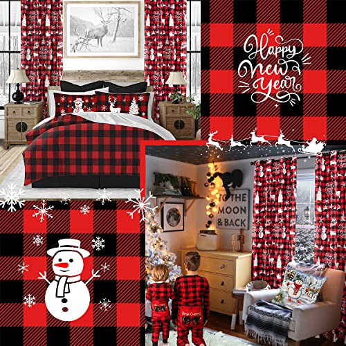 PANELSBURG Christmas Kitchen Window Curtains Over Sink,Red 45 Inch Length Cute Buffalo Plaid Cafe Blackout Short Curtains for Small Bathroom Window Living Room,Cortinas de Navidad Cocina para Sala