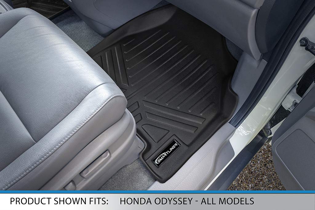 SMARTLINER Custom Fit Floor Mats 3 Row Liner Set Black Compatible with 2011-2017 Honda Odyssey - All Models