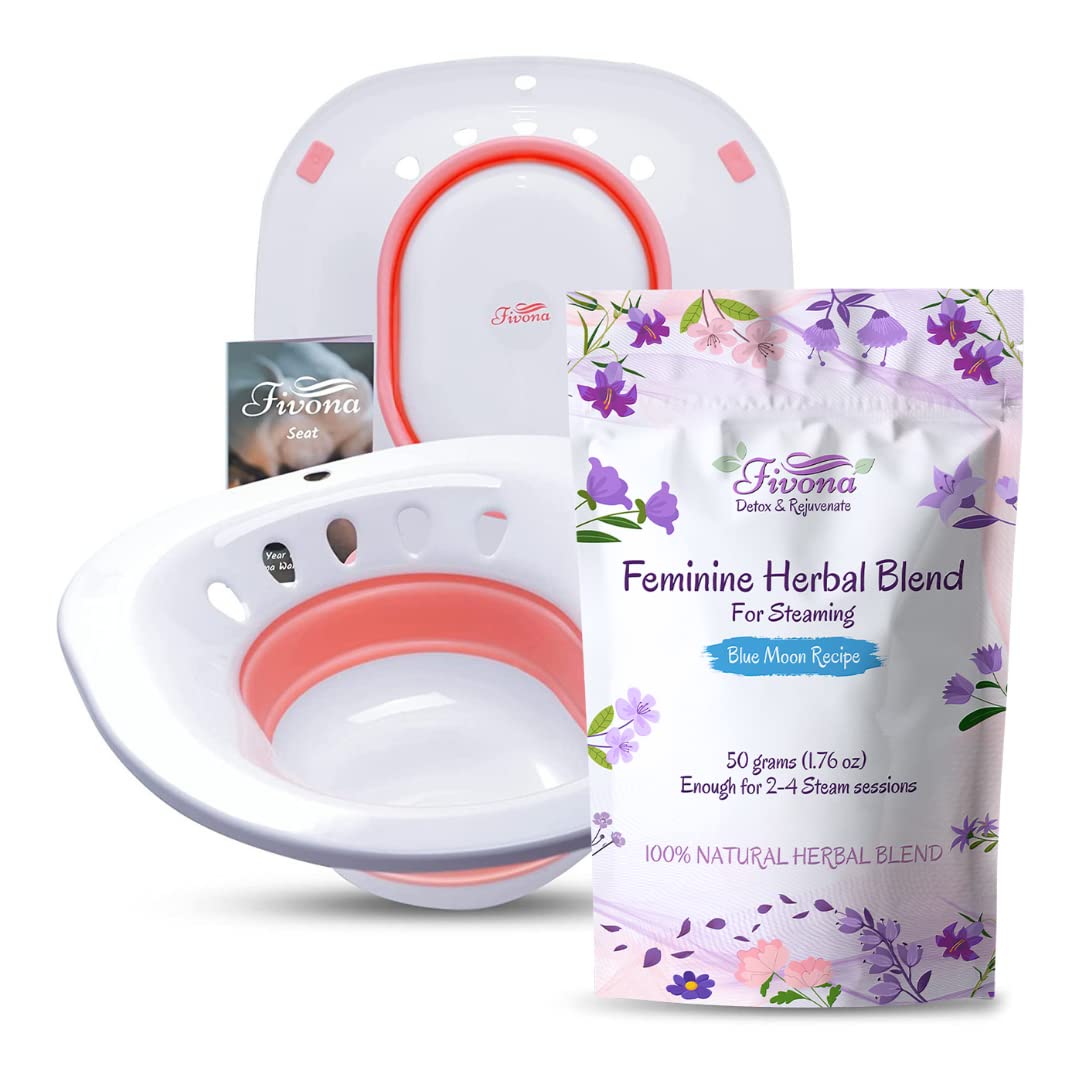 Fivona V Steaming Kit 2 in 1 Steam Seat with Steaming Herbs Bundle - at Home V-SPA Cleansing Set for Toilet Bowl