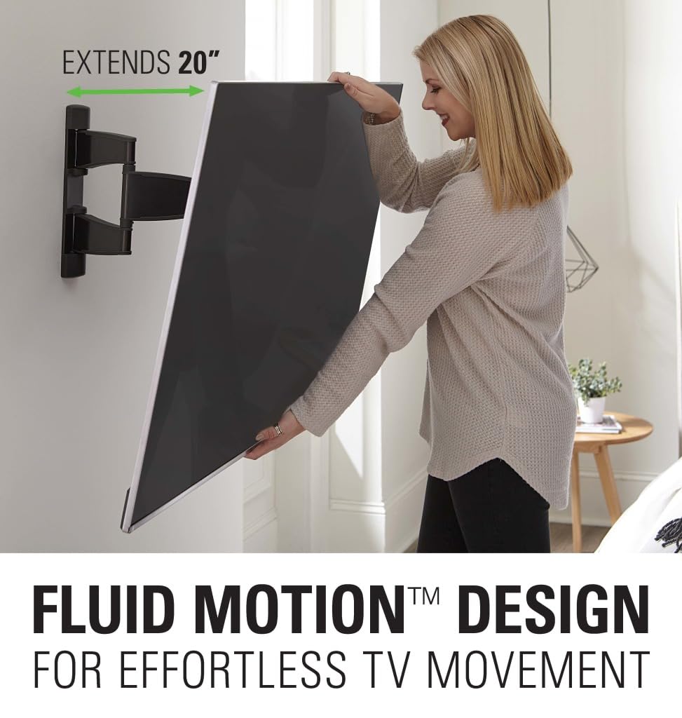 Sanus Premium Full Motion TV Wall Mount for 32" - 55" TVs - Stainless Steel Finish with FluidMotion Design for Smooth Extension, Tilt,