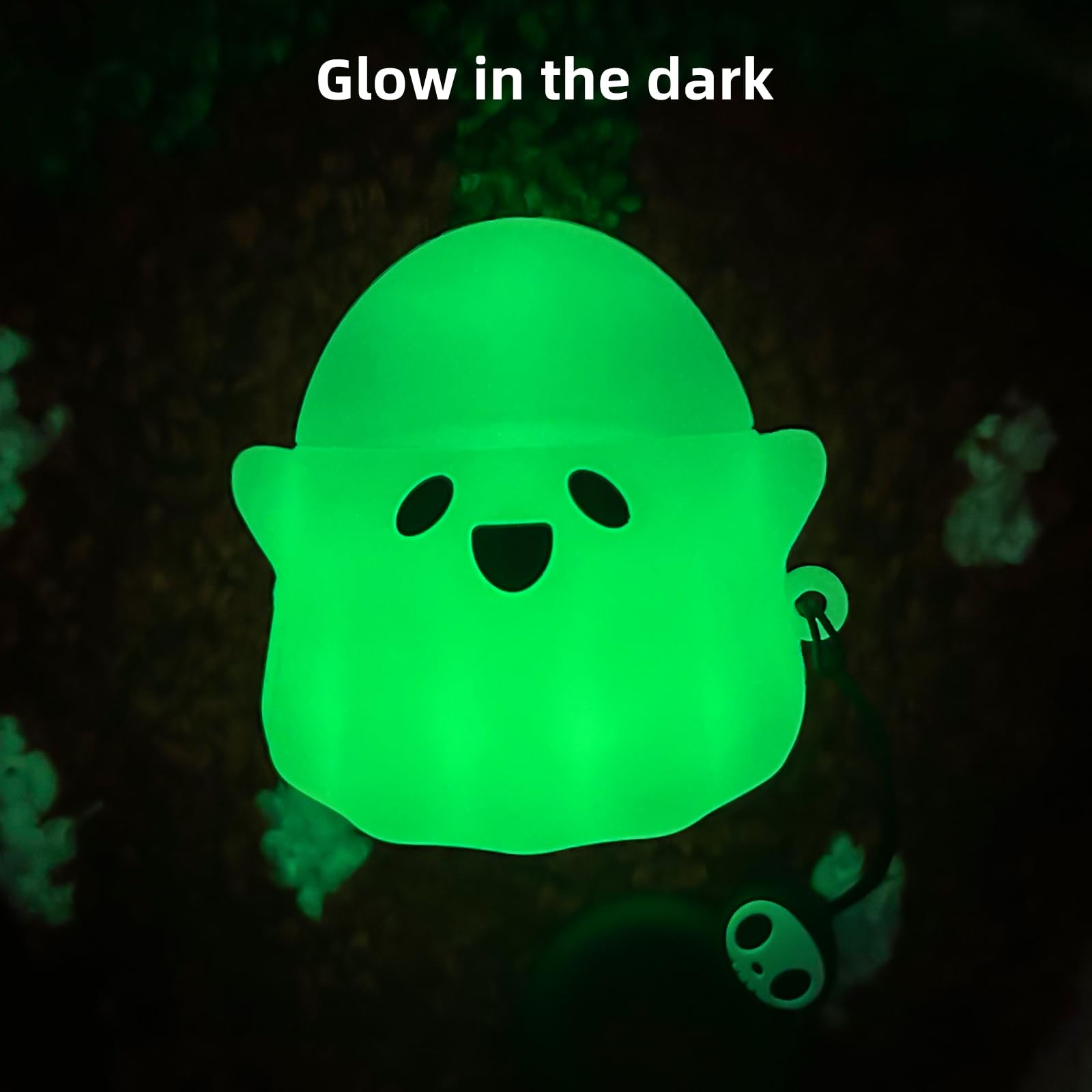 Compatible with AirPods 2nd/1st Generation Case, Glow in The Dark Funny 3D Ghost Case for Airpods 2/1 with Cleaner Kit, Cute Soft Silicone Protective Skin AirPods Case for Women Men Girls Boys