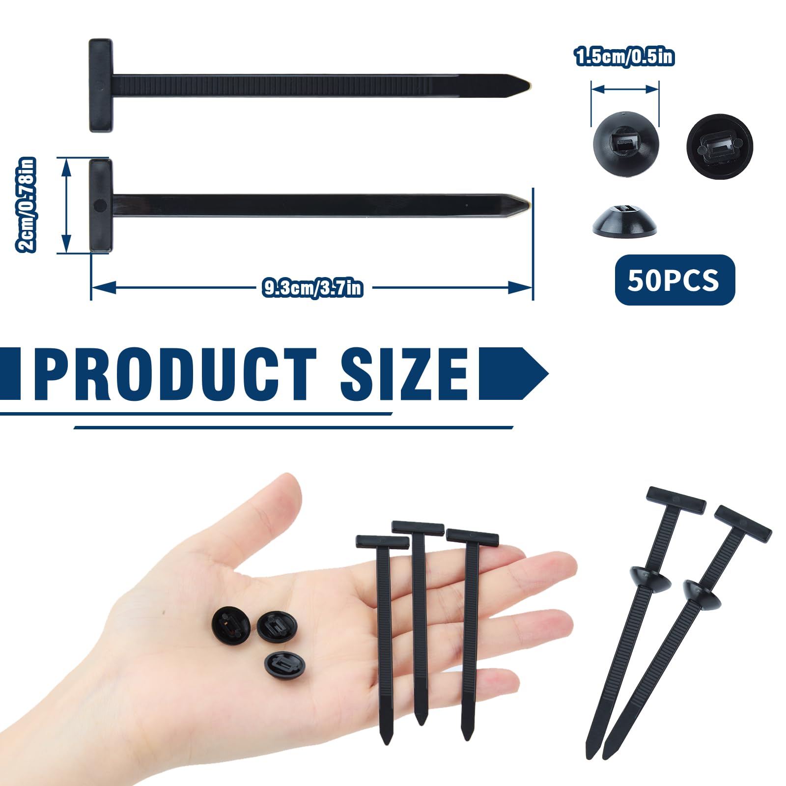 Nylon Universal Cable Tie Buckle, Multi-Functional Black Zip Ties with Pin & Button, 50 PCS Snap-Fit Nylon Fastening Clip for Car Repairs,Home,Garden,Workshop
