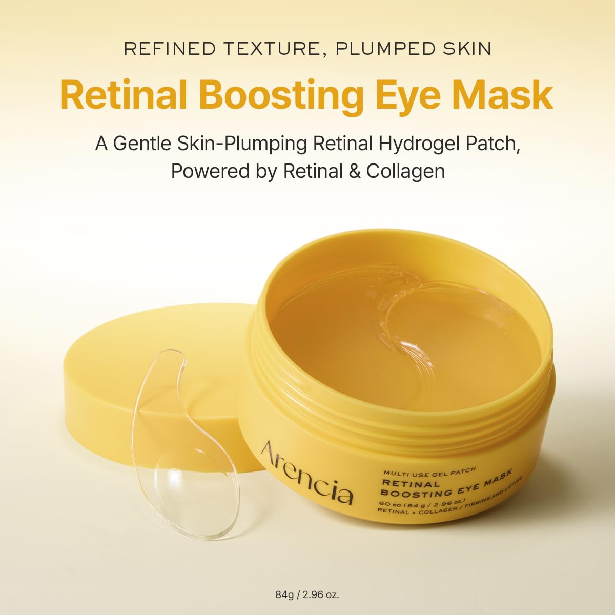 ARENCIA Retinal Boosting Eye Patch, Hydrogel Under Eye Mask with Peptides for Dark Circles, Puffiness, Fine Lines, 60 Patches, 2.96 oz