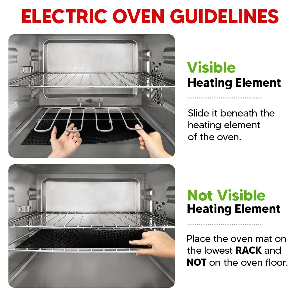 Oven Liners for Bottom of Oven - Thick Heavy Duty 17ā x 25ā 2 Pack Non-Stick Reusable Mats - BPA & PFOA Free Protector for Electric, Gas, Microwave & BBQ Grill Liner - Easy Clean & Heat Resistant