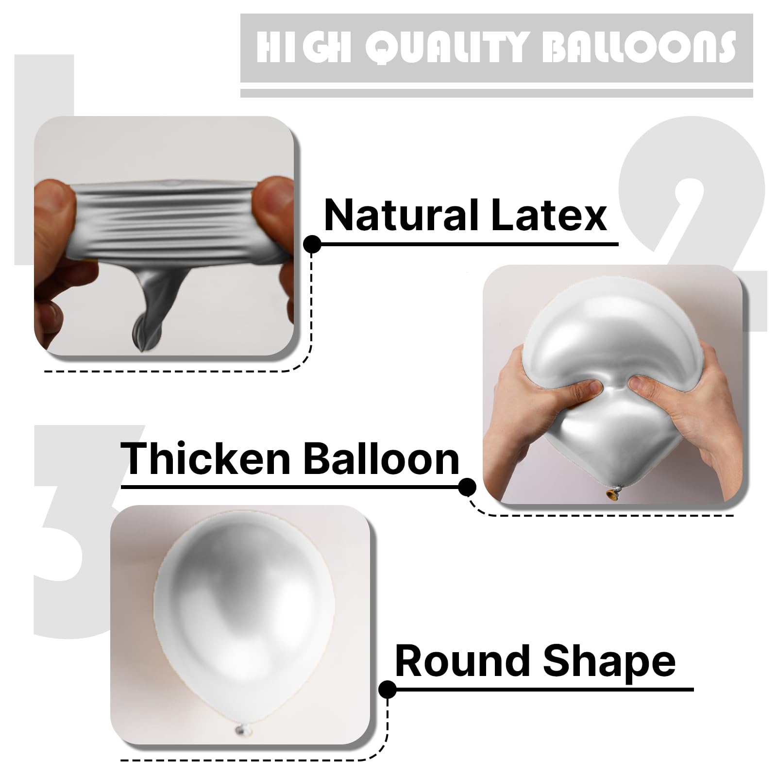 PartyWoo Metallic Silver Balloons 90 pcs Different Sizes Pack of 18 12 10 5 Inch Chrome Silver Balloon Arch Kit Garland for Graduation New Year Wedding Birthday Party Decorations Silver-G102