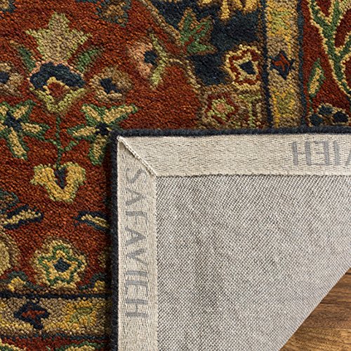SAFAVIEH Heritage Collection Area Rug - 4' Square, Multi & Burgundy, Handmade Traditional Oriental Wool, Ideal for High Traffic Areas in Living Room, Bedroom (HG911A)