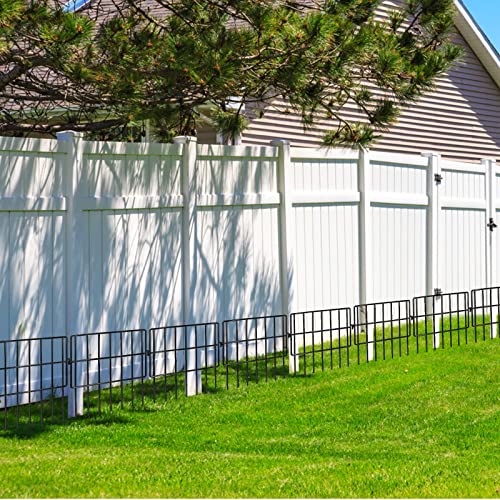 Getlay 10 Pack Animal Barrier Fences, 1.5" Gap No Digging Garden Fence Panels, Metals Black Deterrent Fence for Dogs Rabbits, Decorative Fence for Outdoor Landscape Patio Total 10 ft(L)×13 in(H)