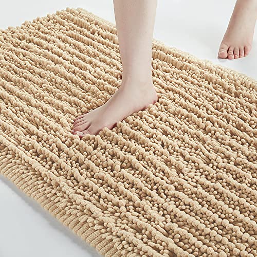 FLOLEOPA Soft Plush Microfiber Bathroom Rugs, Absorbent Non Skid Machine Wash Dry Bath Mats for Tub,Shower and Bath Room Floor Mats (17x24inches, Lavender)